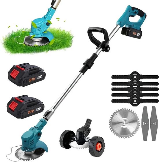 Onkruidborstel Electrisch - Bosmaaier - Grastrimmer - Kantenmaaier - Voegenborstel - In lengte verstelbaar - inclusief 2 Accu's