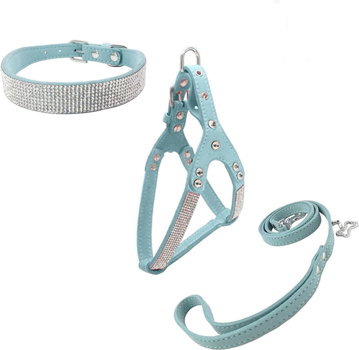 Comfortabele Hondenhalsband met Harnas en Loden Set - Zacht en Verstelbaar - Voor Kleine Honden