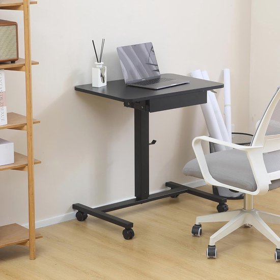 sogesfurniture End Table, Portable Laptop Table with Wheels, Height Adjustable, BHEU-C6