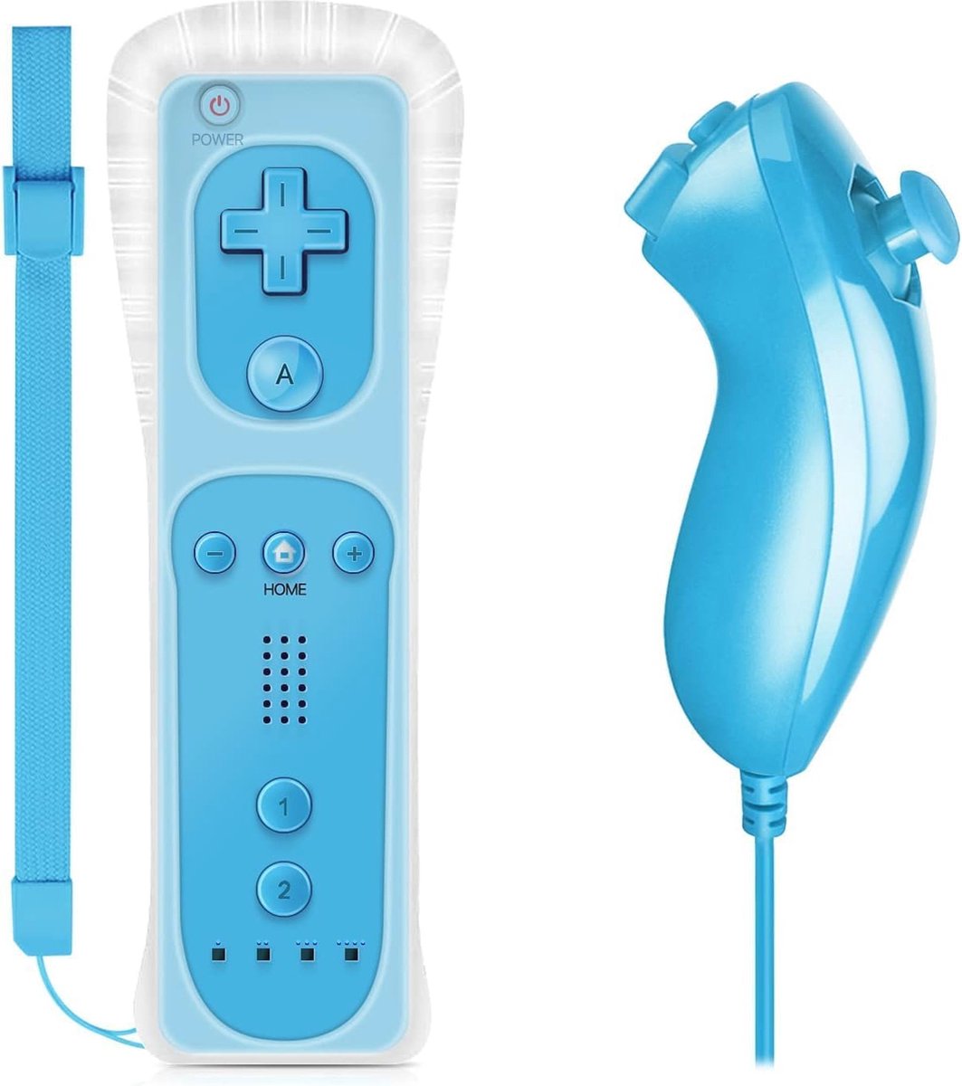 Wii-afstandsbediening met Wiimotionplus en Nunchuck - Compatibel met Wii, Blauw
