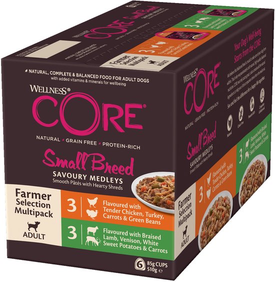Wellness Core Small Breed Savoury Farmer Multi-Pack - Hondenvoer - 6 x 85 g