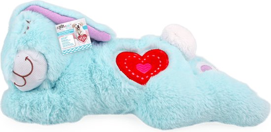 All For Paws Little Buddy Heart Beat Warm Bunny - Hondenspeelgoed - 40x21x18 cm Blauw - Knuffel - Pets Place