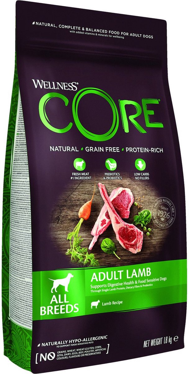 Wellness Core Grain Free Dog Adult Lam – Hondenvoer – 12 kg