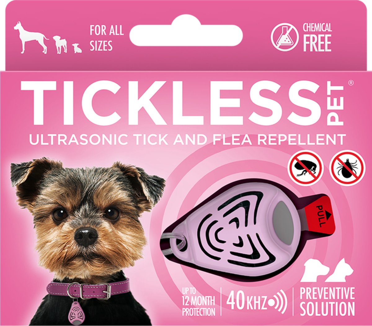 Bol.com Tickless Dog & Cat Repeller 10.5x9.5x2 cm - Teek en Vlo afweer - Pink aanbieding