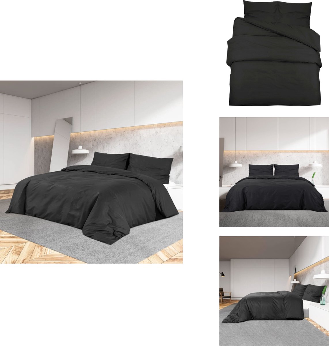 vidaXL Dekbed - Dekbedden - Dekbedovertrek - Overtrek - Dekbedovertrekset 200x200 cm katoen zwart