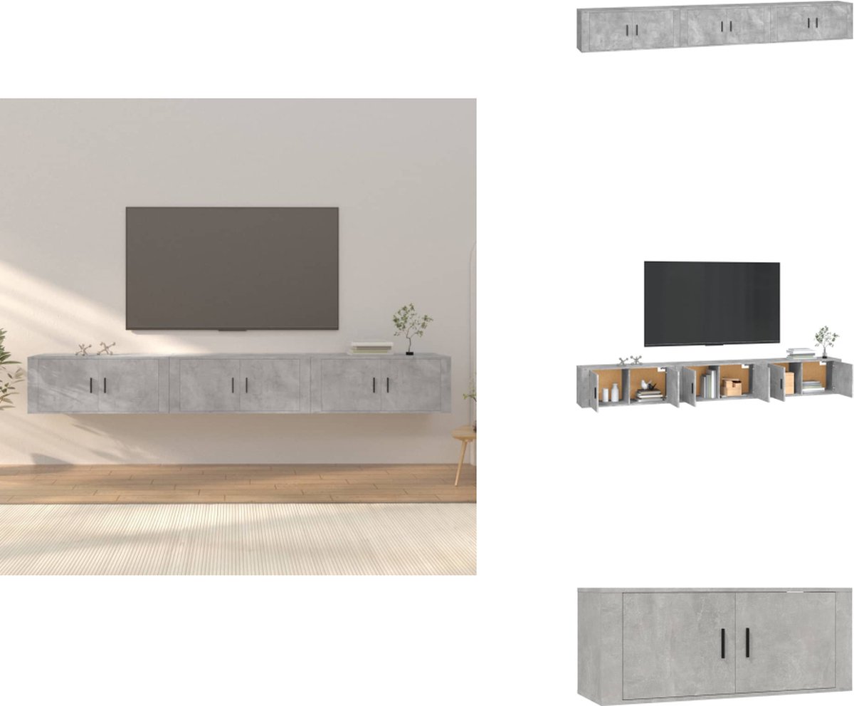 vidaXL Tv-kast - Tv-kasten - Tv-wandmeubel - Televisiekast - Tv-wandmeubels 3 st 100x34,5x40 cm betongrijs