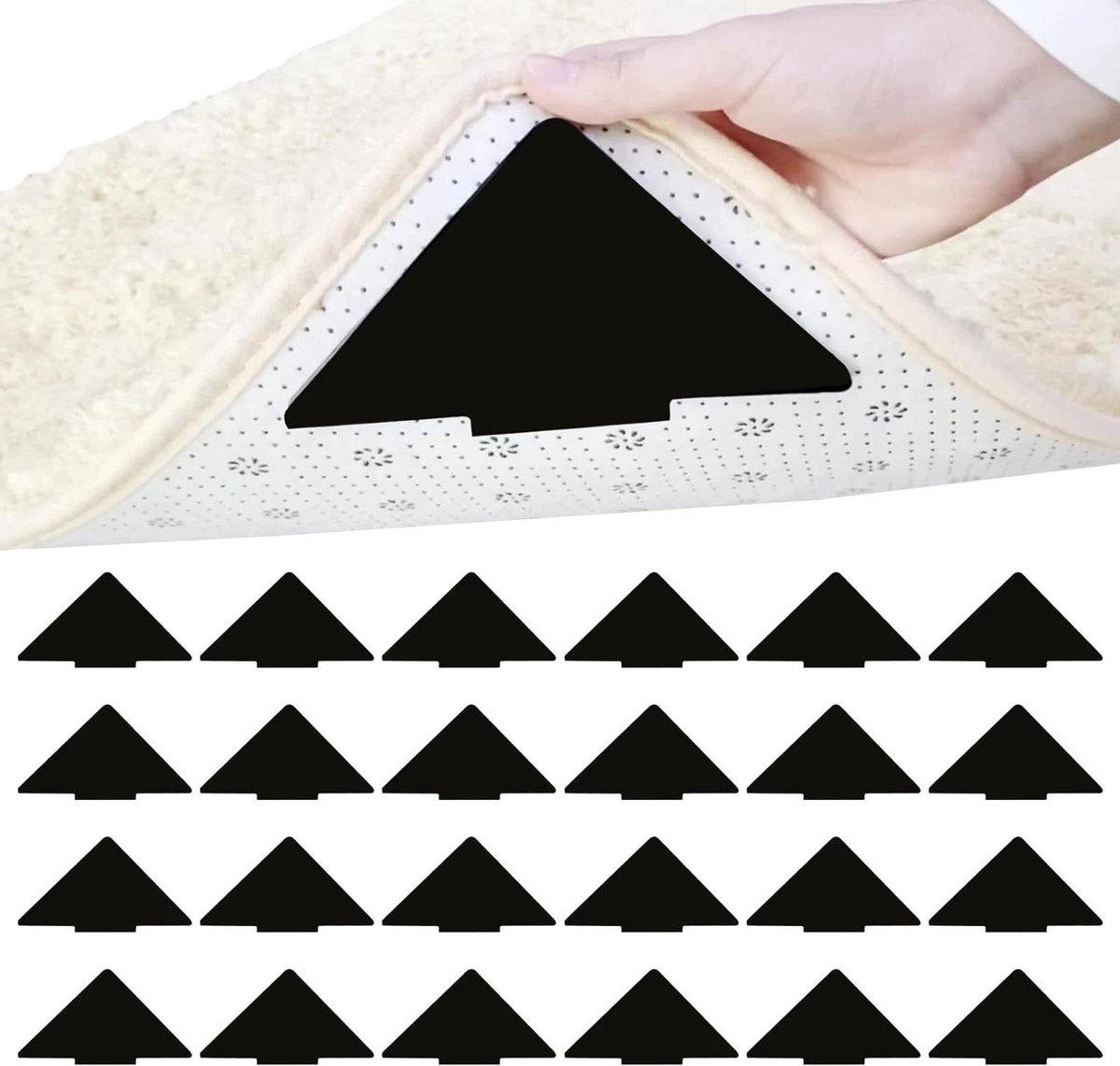 Vloerkleed antisliponderlegger - 24 stuks - wasbare en herbruikbare - antislipmat voor tapijt - hardhouten vloeren - sterke hechting antislip ondertapijt