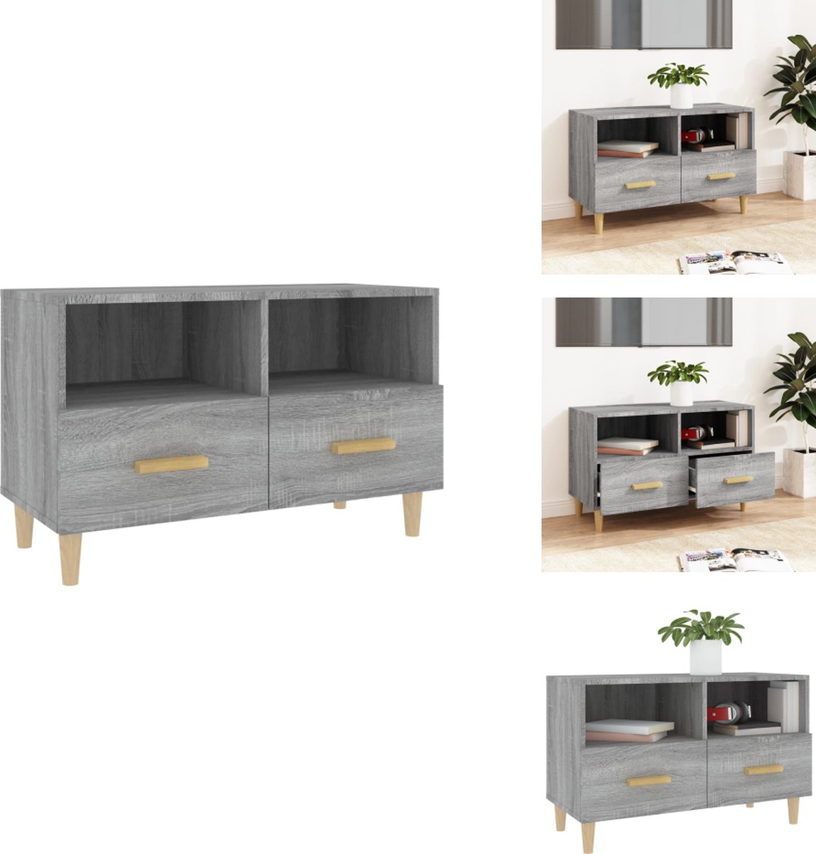 VidaXL Tv-meubel 80x36x50 cm bewerkt hout hoogglans wit
