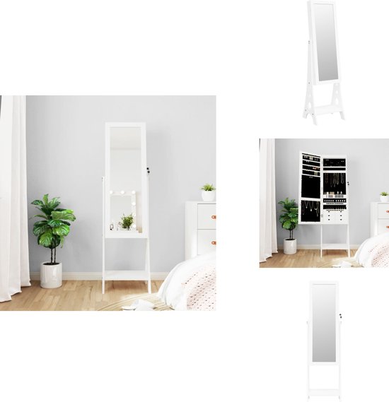 Sieradenkast met spiegel en LED wandgemonteerd wit kopen