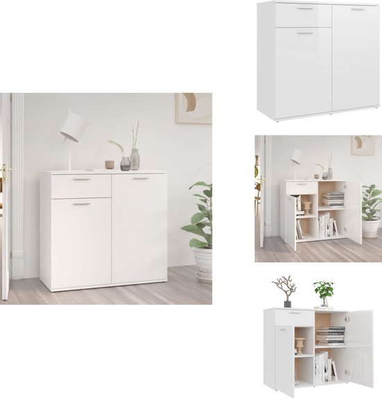 Buffet vidaXL 80 x 36 x 75 cm Bois traité Blanc brillant