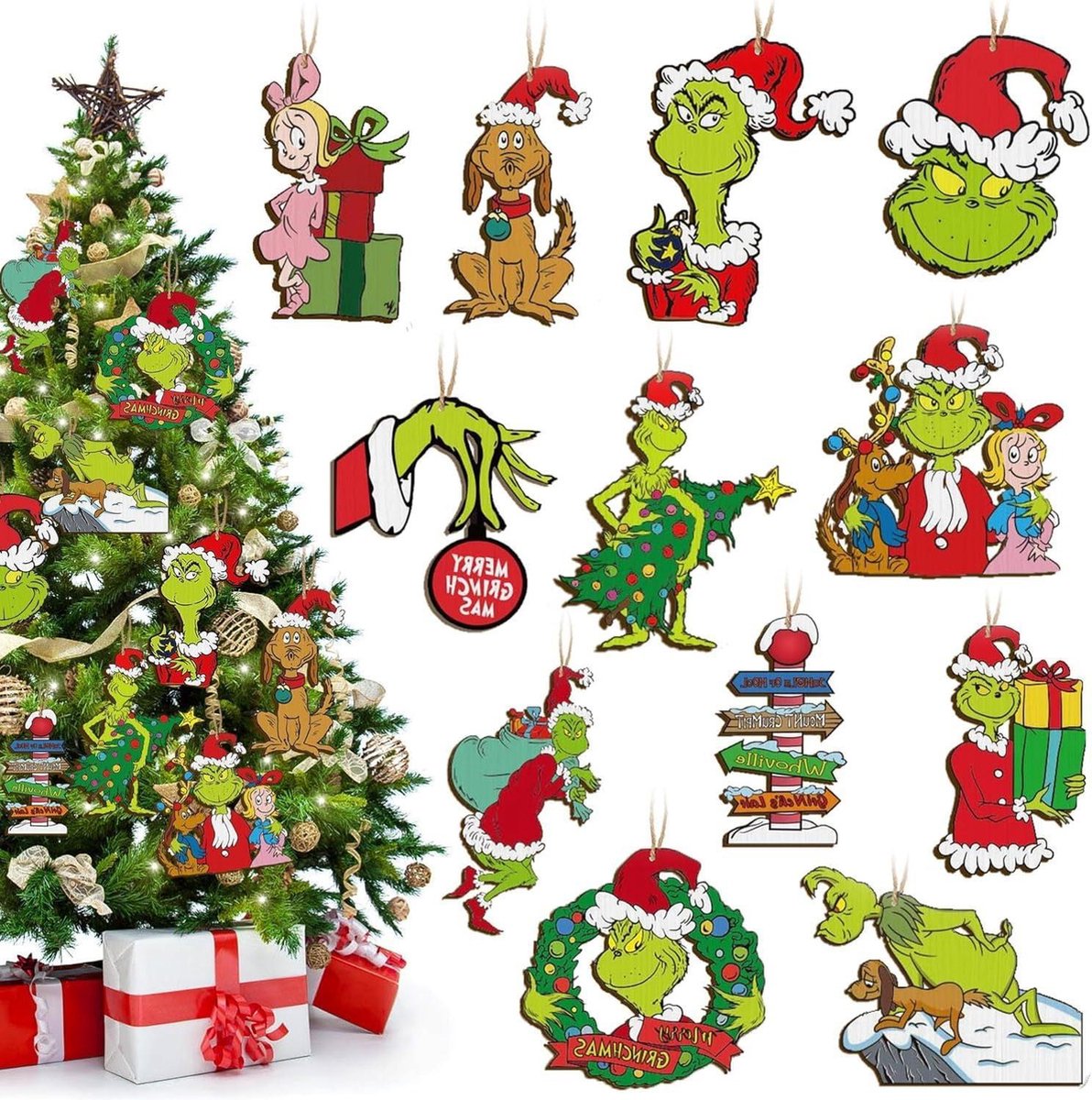 Kersthangers Set - 50 stuks - Houten Hangers voor Kerstboom - Doe-het-zelf Decoratie