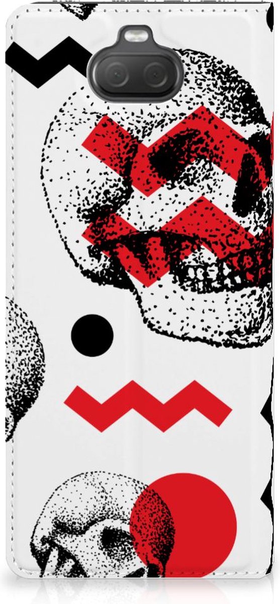 Mobiel BookCase Sony Xperia 10 Skull Red