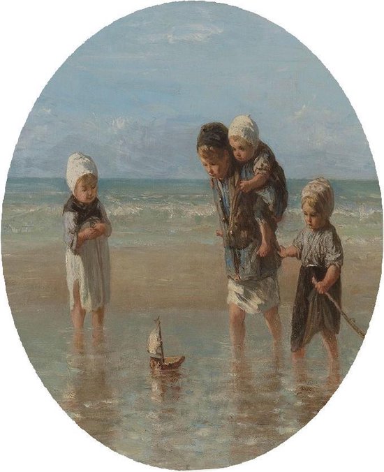 Enfants de la mer, Jozef Israëls - Photo sur Cercle de papier peint - ⌀ 120 cm