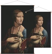 De dame met de hermelijn, Leonardo da Vinci - Foto op Textielposter - 90 x 135 cm