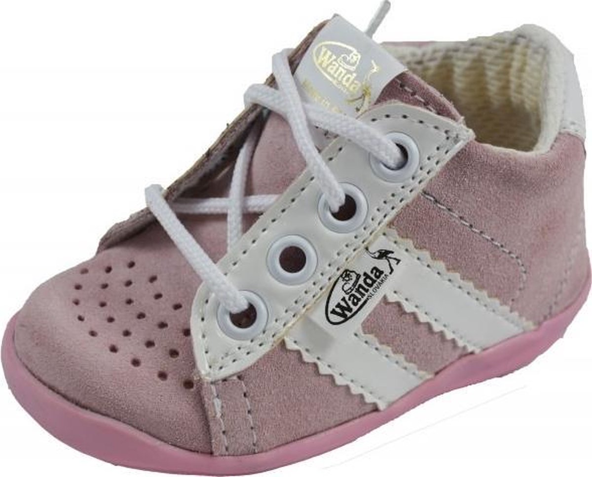 Wanda Leren schoenen licht roze/wit meisje eerste stapjes babyschoenen  flexibel sneakers maat 21 - Schoenen.nl