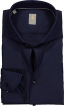 Jacques Britt overhemd - Roma slim fit - structuur - donkerblauw - Strijkvriendelijk - Boordmaat: 40