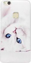 ADEL Siliconen Back Cover Softcase Hoesje Geschikt voor Huawei P10 Lite - Kat Wit