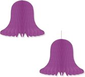 2x Violet decoratie klokken/kerstklokken lampionnen 30 cm - feestversiering/kerstversiering