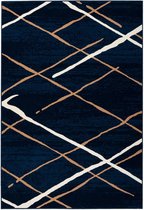 Blauw vloerkleed - 200x290 cm  -  A-symmetrisch patroon Geruit - Modern