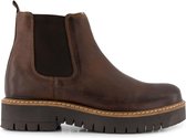 NoGRZ J.Husly - Dames Leren Chelseaboot - Wol gevoerd - Cognac Bruin - Maat 38