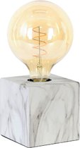 Light & Living Vidar Tafellamp - Wit Marmer Print - 10x10 cm + Lichtbron