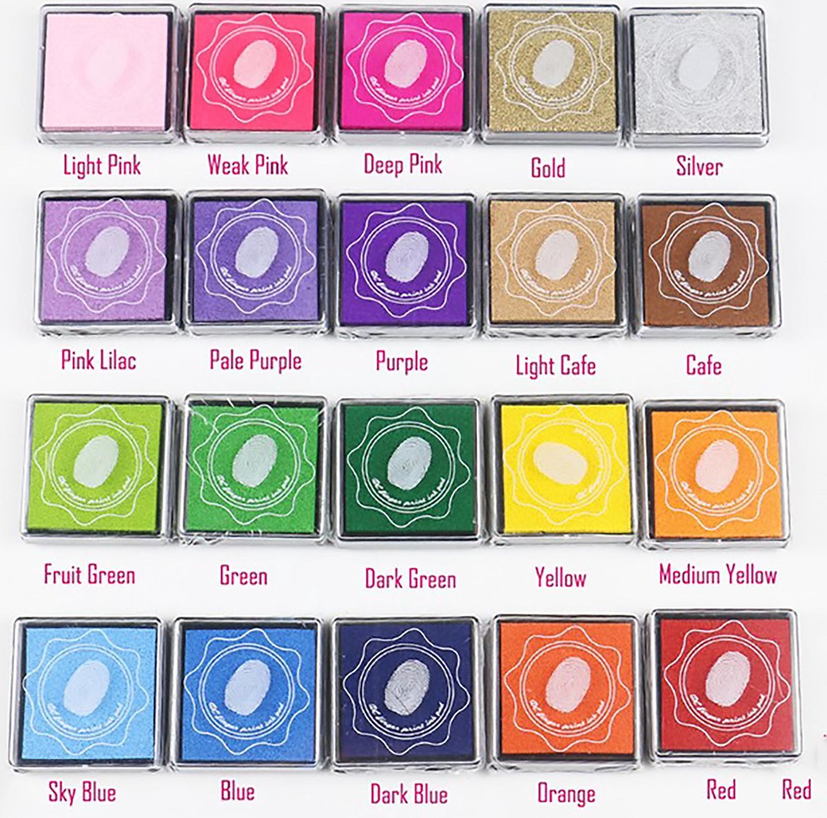 Stempelkussenset basic, 6 stempelkussens, in verschillende kleuren, ideaal voor het versieren van kaarten en andere knutselwerken