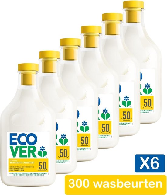Ecover Wasverzachter - Gardenia & Vanille - Voordeelverpakking 6 x 1,5 l - 300 wasbeurten