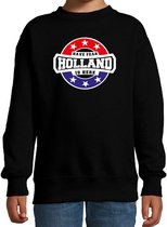 Have fear Holland is here sweater met sterren embleem in de kleuren van de Nederlandse vlag - zwart - kids - Holland supporter / Nederlands elftal fan trui / EK / WK / kleding 152/164