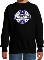 Have fear Finland is here sweater met sterren embleem in de kleuren van de Finse vlag - zwart - kids - Finland supporter / Fins elftal fan trui / EK / WK / kleding 110/116