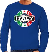 Have fear Italy is here / Italie supporter sweater blauw voor heren 2XL