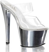 Pleaser Muiltjes -36 Shoes- SKY-302 Paaldans schoenen Chroomkleurig/Zilverkleurig