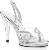 Fabulicious Sandaal met enkelband -39 Shoes- FLAIR-457 US 9 Transparant/Zilverkleurig