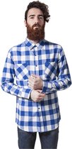 Urban Classics Overhemd -S- Checked Flanell Wit/Blauw