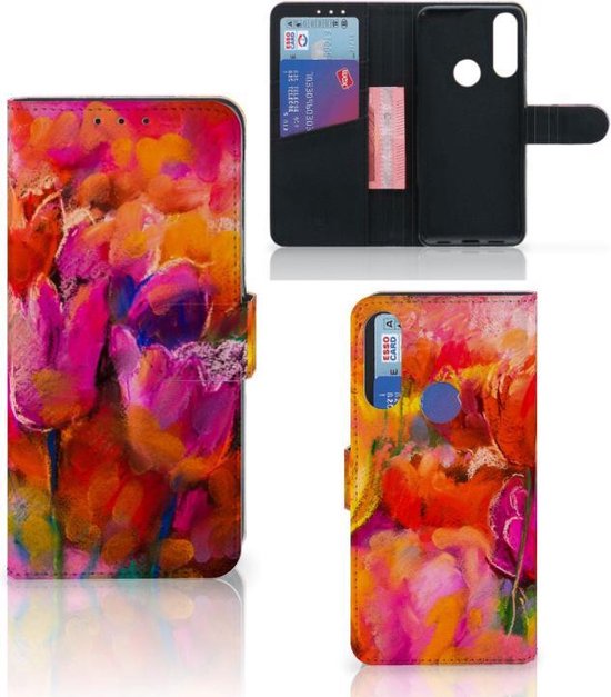Coque Alcatel 1S 2020 Cuir PU Premium Housse Portefeuille Coque pour Tulipes