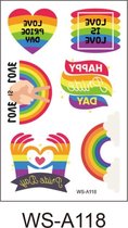 2x Regenboog gay pride kleuren neptattoos-regenboog vlag-Carnaval-Plak tattoo-tattoo stickers-Regenboogvlag LGBT Pride Month WS-A118