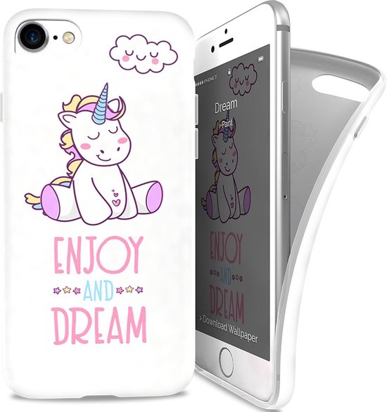 Coque soft i-Paint Unicorn - blanche - pour iPhone 7/8 | bol
