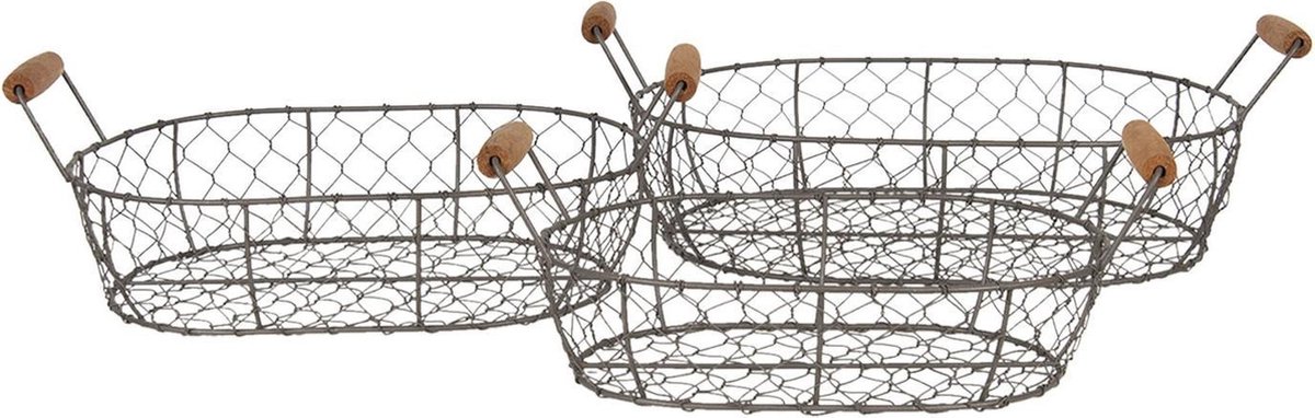 Clayre & Eef Opbergmand Set van 3 42x27x15 cm Bruin IJzer