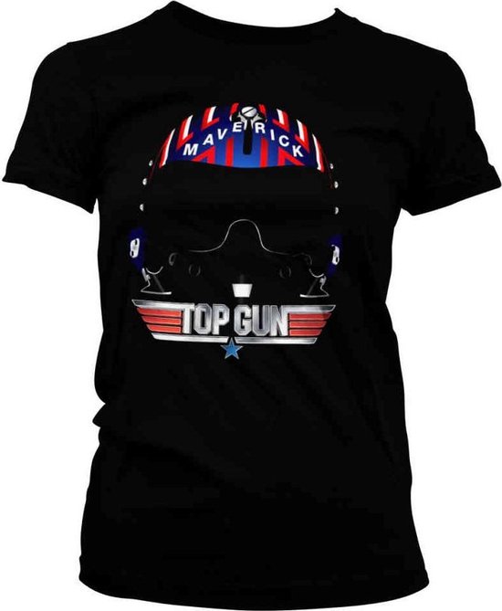 Top Gun Dames Tshirt -S- Maverick Helmet Zwart