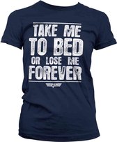 Top Gun Dames Tshirt -XL- Take Me To Bed Or Lose Me Forever Blauw