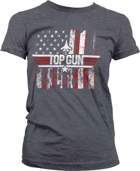 Top Gun Dames Tshirt -L- America Grijs