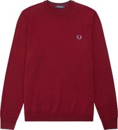 Fred Perry - Classic Merino Crew Neck Jumper - Rode Sweater - S - Rood