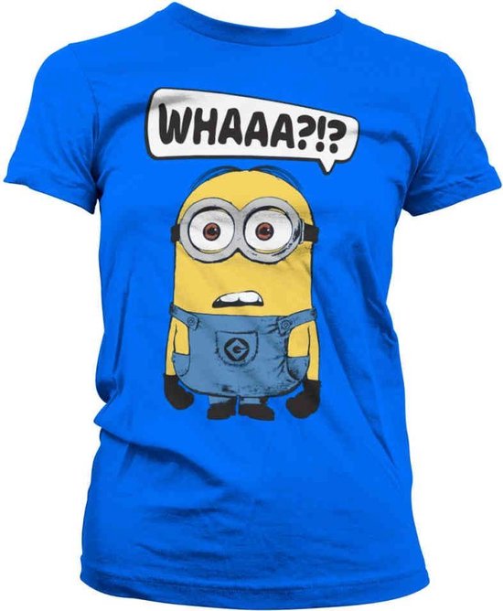 Minions Dames Tshirt -S- Whaaa?!? Blauw