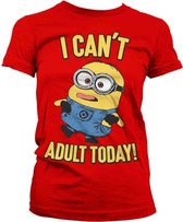 Minions Dames Tshirt -L- I Can't Adult Today Rood