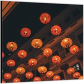 Dibond –Chinese Papieren Lantaarns– 50x50 Foto op Aluminium (Wanddecoratie van metaal)