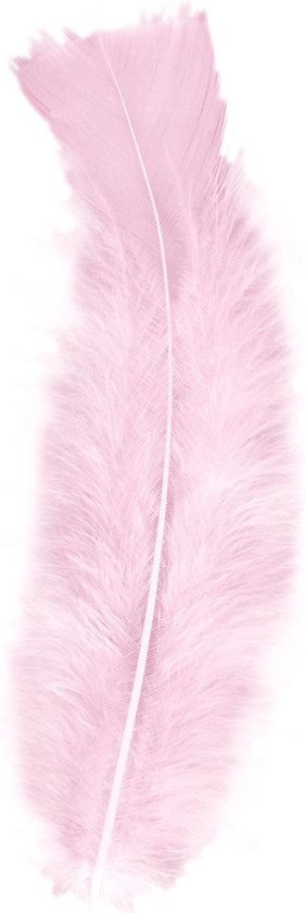 50x Licht roze veren/sierveertjes decoratie/hobbymateriaal 17 cm - Sierveren - Veertjes - Hobby materiaal om mee te knutselen