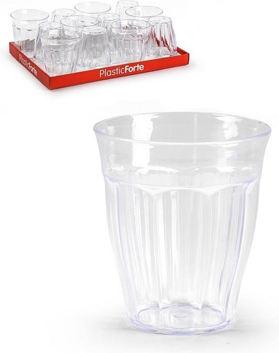 Plastic bekers set van 6-550 ml acryl glazen met wervelontwerp