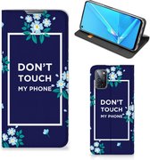 Telefoontasje OPPO A52 | A72 Smartphone Hoesje Flowers Blue Don't Touch My Phone