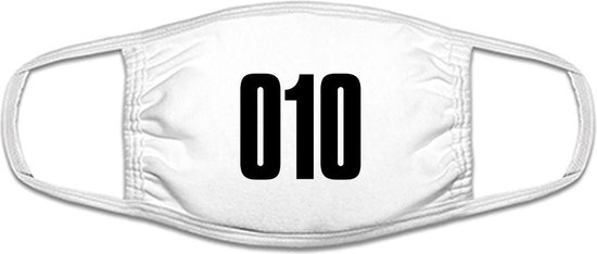 010 Rotterdam mondkapje | gezichtsmasker | bescherming | bedrukt | logo | Wit mondmasker van katoen, uitwasbaar & herbruikbaar. Geschikt voor OV