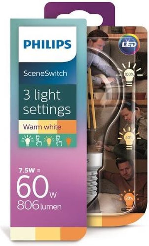 Gezond behalve voor Hervat Philips LED lamp SceneSwitch Lichtbron - Fitting E27 - 3 stappen Dimbaar |  bol.com