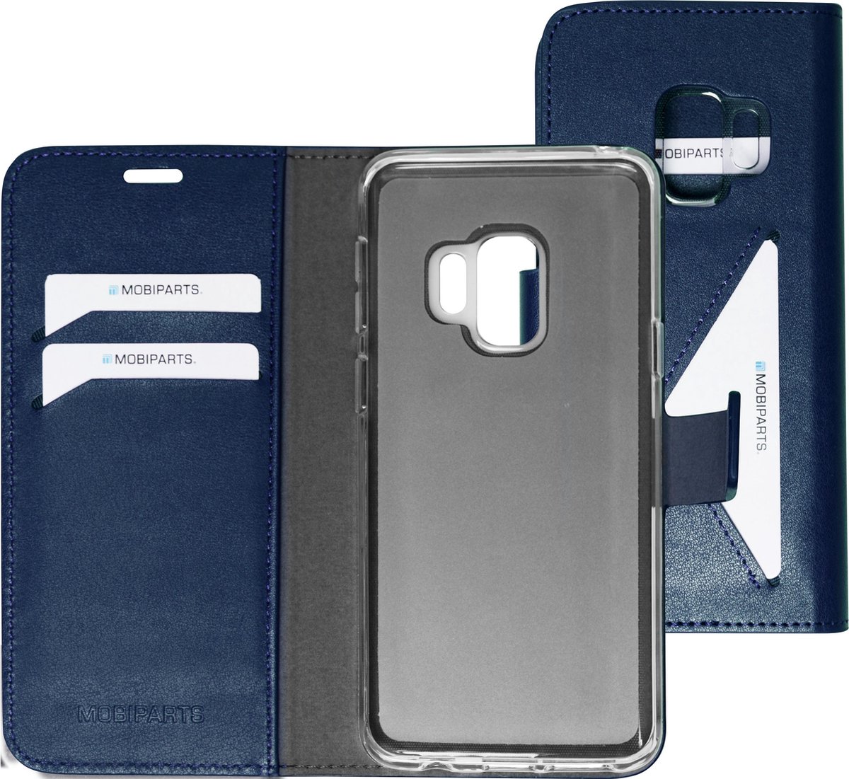 Samsung Galaxy S9 Hoesje - Premium Wallet/Boekhoesje - Eco Leer - Magneet Sluiting - Opberg vakken - Blauw - Mobiparts